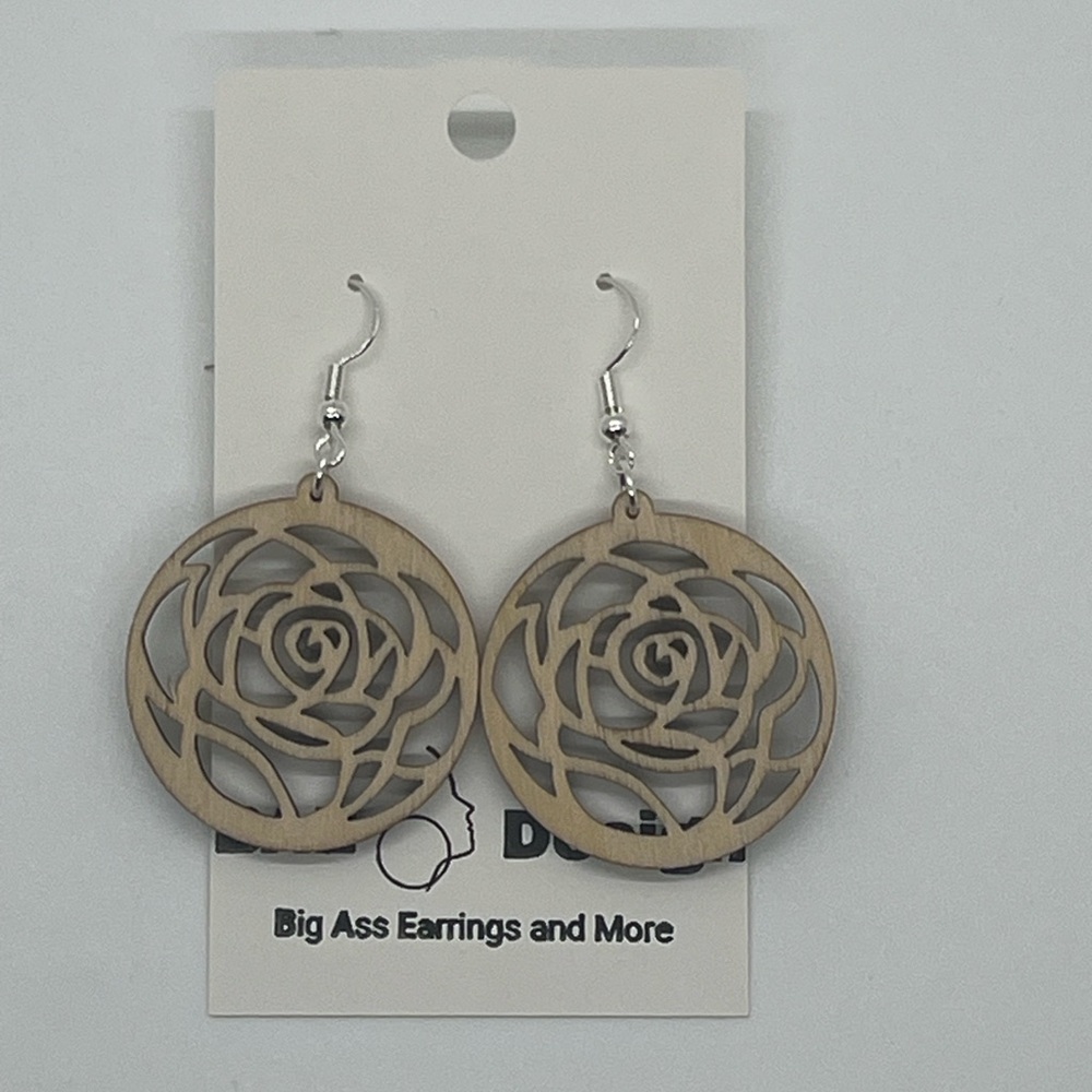 Wooden Rose Earrings